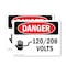 Signmission 120 208 Volts Danger Sign, Vinyl Decal, 10in W x 7in L, 2PK OS-2PACK-DS-D-710-L-1004 - alternate 1